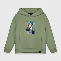 Толстовка оверсайз детская Hatsune Miku Drain, цвет: авокадо