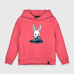 Толстовка оверсайз детская Зайчонок обнял клубки The bunny hugged the balls, цвет: коралловый