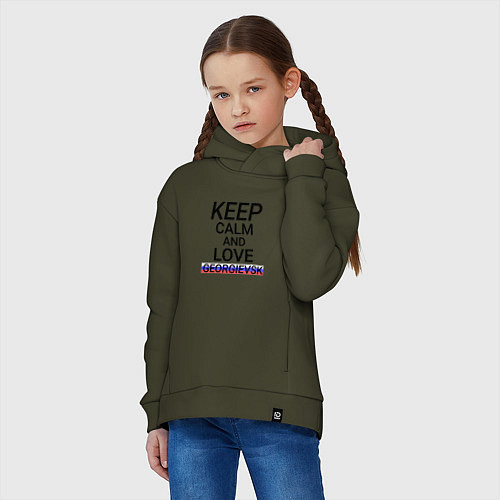 Детское худи оверсайз Keep calm Georgievsk Георгиевск / Хаки – фото 3