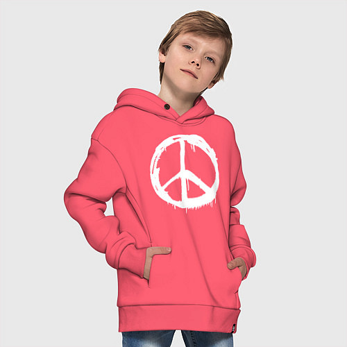 Детское худи оверсайз Pacific symbol white / Коралловый – фото 4