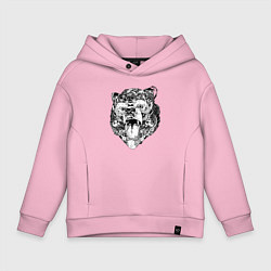 Толстовка оверсайз детская Стилизованная голова медведя, цвет: светло-розовый