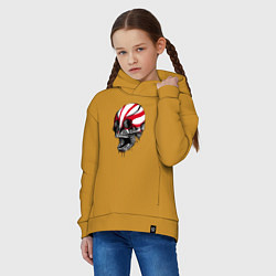 Толстовка оверсайз детская Орнаментальный череп, цвет: горчичный — фото 2