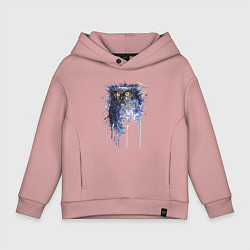 Детское худи оверсайз Прикольная сова в акварельном рисунке