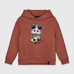 Толстовка оверсайз детская Футбол - Бегемот, цвет: кирпичный