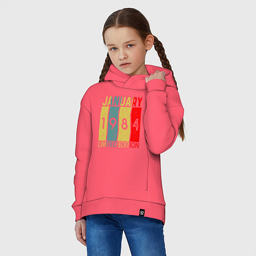 Детское худи оверсайз 1984 - Январь / Коралловый – фото 3