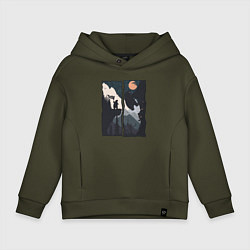 Детское худи оверсайз Оранжевая луна и дикий альпинизм