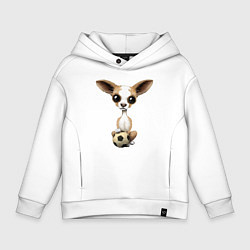 Толстовка оверсайз детская Футбол - Чихуахуа, цвет: белый