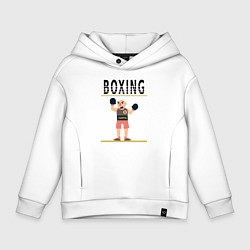 Толстовка оверсайз детская Боксер из мультика Boxing, цвет: белый
