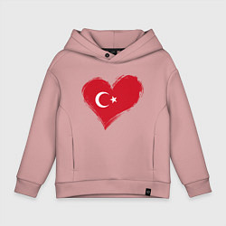 Толстовка оверсайз детская Сердце - Турция, цвет: пыльно-розовый
