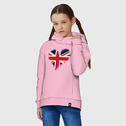 Толстовка оверсайз детская Сердце - Британия, цвет: светло-розовый — фото 2