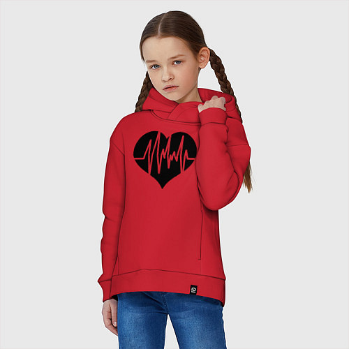 Детское худи оверсайз Кардиограмма сердца / Красный – фото 3