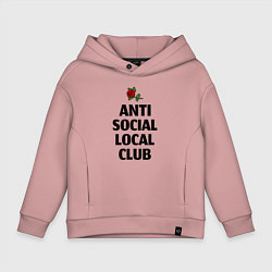 Толстовка оверсайз детская Anti social local club, цвет: пыльно-розовый