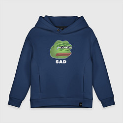 Толстовка оверсайз детская Sad Pepe art, цвет: тёмно-синий