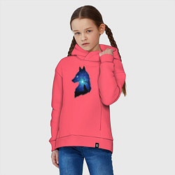 Толстовка оверсайз детская Волк ночью воет на луну, цвет: коралловый — фото 2