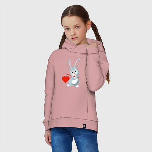 Детское худи оверсайз Влюблённый кролик / Пыльно-розовый – фото 3