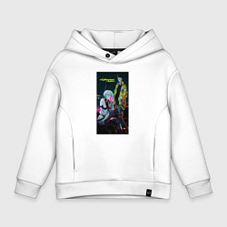 Толстовка оверсайз детская Аниме Cyberpunk Edgerunners Дэвид и Люси, цвет: белый