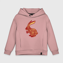 Толстовка оверсайз детская Китайский Кролик, цвет: пыльно-розовый