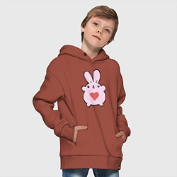 Толстовка оверсайз детская Heart Rabbit, цвет: кирпичный — фото 2