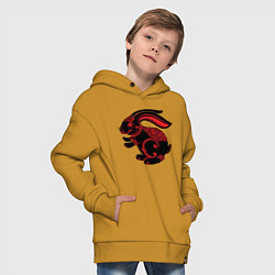 Толстовка оверсайз детская Black Rabbit, цвет: горчичный — фото 2