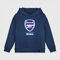 Толстовка оверсайз детская Arsenal FC в стиле glitch, цвет: тёмно-синий