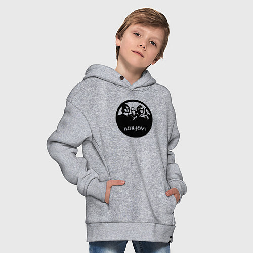 Детское худи оверсайз Bon Jovi rock / Меланж – фото 4