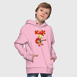Толстовка оверсайз детская AC DC Барт Симпсон, цвет: светло-розовый — фото 2