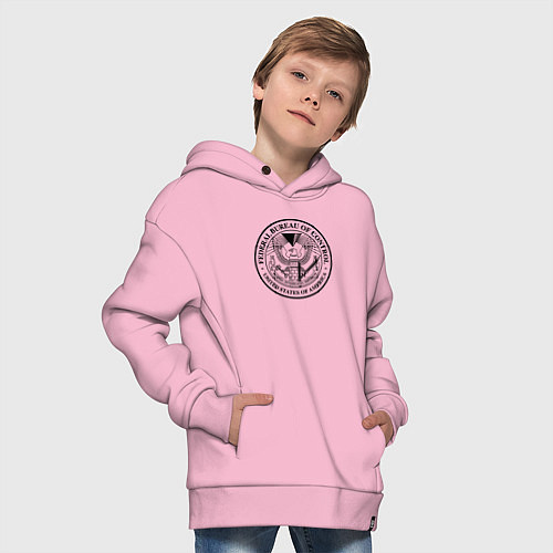 Детское худи оверсайз Федеральное Бюро Контроля / Светло-розовый – фото 4