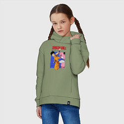 Толстовка оверсайз детская Dragon Ball - Сон Гоку - Удар, цвет: авокадо — фото 2