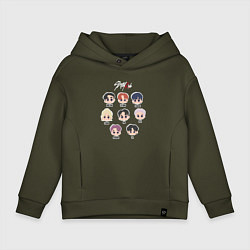 Толстовка оверсайз детская Stray Kids Chibi, цвет: хаки