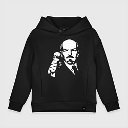 Толстовка оверсайз детская Ленин с Правдой, цвет: черный