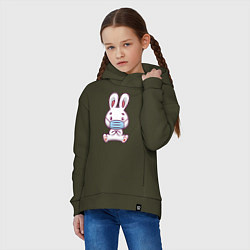 Толстовка оверсайз детская Кролик в маске, цвет: хаки — фото 2
