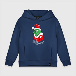 Толстовка оверсайз детская Merry Christmas, Santa Claus Grinch, цвет: тёмно-синий