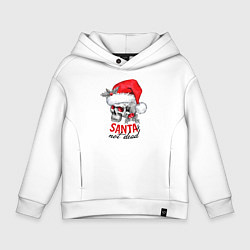 Детское худи оверсайз Santa is not dead, skull in red hat, holly