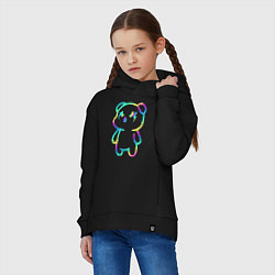 Толстовка оверсайз детская Cool neon bear, цвет: черный — фото 2