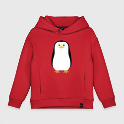 Толстовка оверсайз детская Красивый пингвин, цвет: красный