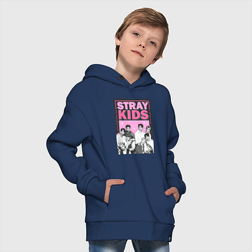 Детское худи оверсайз Stray Kids boy band / Тёмно-синий – фото 4