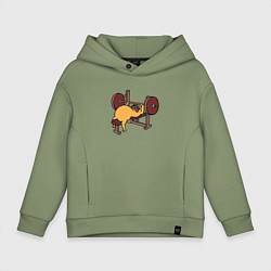 Детское худи оверсайз Мопс - крутой пауэрлифтер!