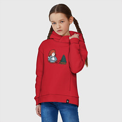 Толстовка оверсайз детская Снеговик с елкой, цвет: красный — фото 2