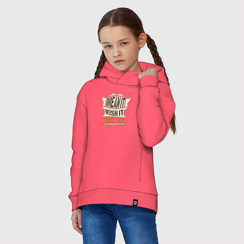 Детское худи оверсайз Dream it, Wish it, Do it / Коралловый – фото 3