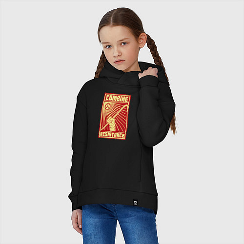 Детское худи оверсайз Сопротивление комбайнам / Черный – фото 3