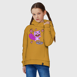 Толстовка оверсайз детская Toothy trap, цвет: горчичный — фото 2