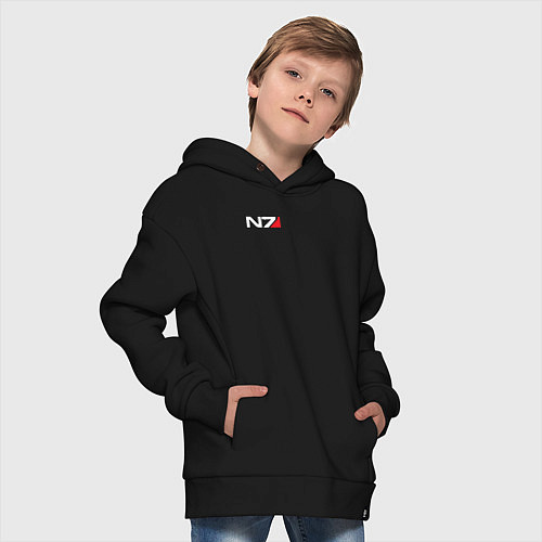 Детское худи оверсайз Логотип N7 / Черный – фото 4