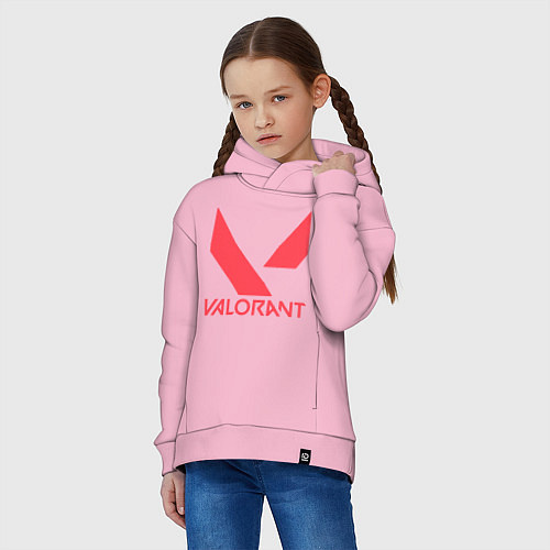 Детское худи оверсайз Valorant - logo / Светло-розовый – фото 3