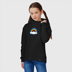 Толстовка оверсайз детская Мультяшная радуга с облаками, цвет: черный — фото 2