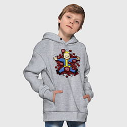 Толстовка оверсайз детская Vault boy caps, цвет: меланж — фото 2
