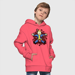 Толстовка оверсайз детская Vault boy caps, цвет: коралловый — фото 2