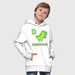 Толстовка оверсайз детская Dinosaur D, цвет: белый — фото 2