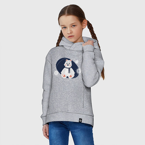 Детское худи оверсайз Игрушечный белый мишка / Меланж – фото 3