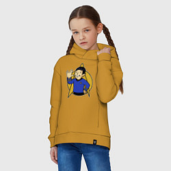 Толстовка оверсайз детская Spoke - vault boy, цвет: горчичный — фото 2