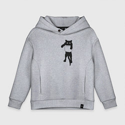 Детское худи оверсайз Черный котик в кармане